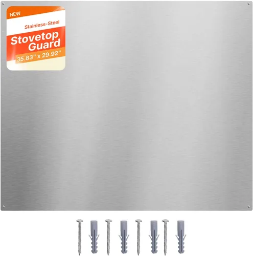 Vista 15 de VEVOR Protector contra salpicaduras de acero inoxidable de 30 x 24 pulgadas para estufa, protector de salpicaduras ultra plano, protector de pared