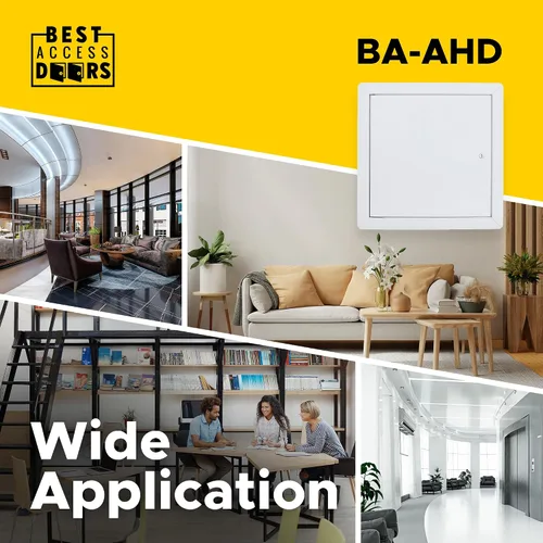Vista 5 de BEST BA-AHD Panel de acceso de metal de 10 x 10 pulgadas con bisagra de pasador oculta, puerta de acceso de acero calibre 16 compatible con LEED