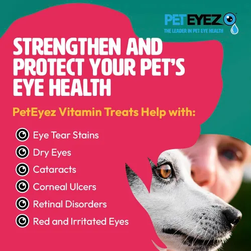 Vista 6 de PetEyez Golosinas vitamínicas para eliminar manchas de lágrimas para perros, apoya la salud ocular y reduce la picazón y la acumulación de manchas