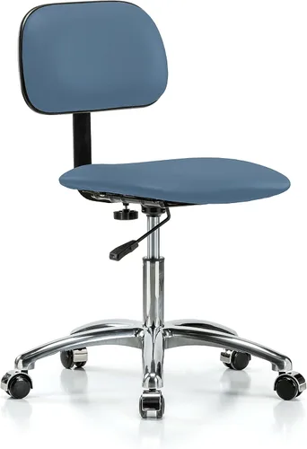 Vista 91 de Perch - Silla de laboratorio cromada con respaldo ajustable, altura del escritorio de 17 a 22 pulgadas, tela negra