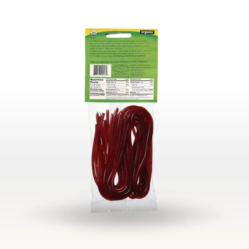 Vista 2 de Candy Tree Cordones orgánicos, sin trigo ni gluten, cereza, paquete de 4, 2.65 oz