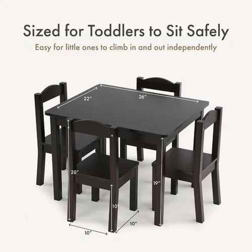 Vista 7 de Humble Crew Juego de mesa y silla para niños pequeños, muebles de actividades de madera Sturdy 5 piece playroom or bedroom desk, perfect size for