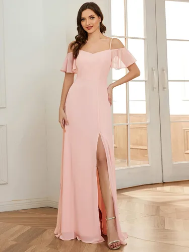 Vista 4 de Ever-Pretty Vestidos de dama de honor de gasa con mangas y hombros descubiertos para mujer 0237