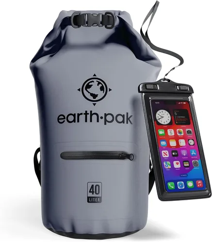 Vista 33 de Earth Pak Bolsa seca impermeable con bolsillo con cremallera, mochila impermeable para mantener el equipo seco