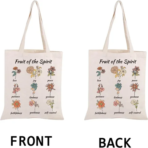Vista 5 de PWHAOO Bolsa de mano con versículo bíblico Fruit of the Spirit, bolsa de mano de Jesús, regalo inspirador cristiano, regalo de oración y fe, Bolso