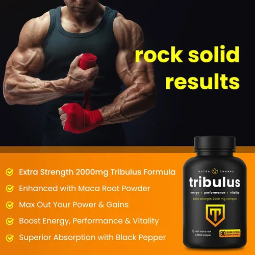 Vista 4 de NutraChamps Tribulus Terrestris para hombres, suplemento potenciador de 2000 mg para energía, vitalidad, resistencia y rendimiento, saponinas extra