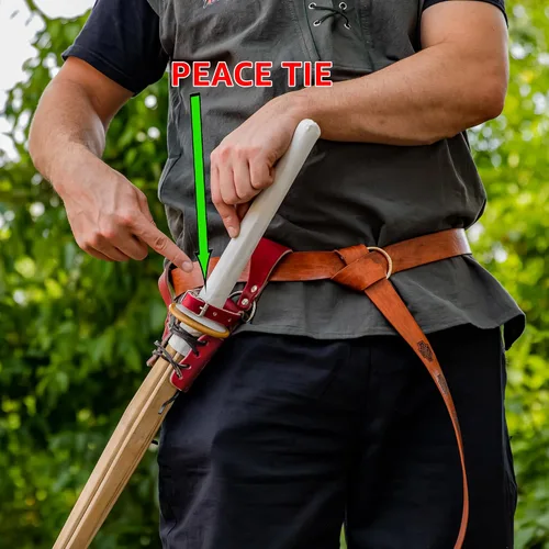 Vista 15 de Armory Replicas™ - Rana espada de cuero hecha a mano – Disfraz medieval LARP hebilla ajustable y cinturón de arma con cable soporte