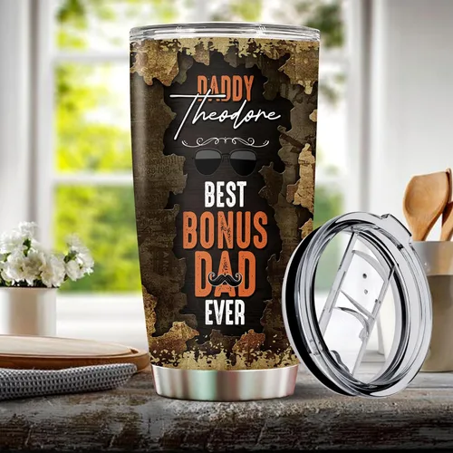 Vista 5 de Vaso personalizado de regalo para papá, regalos para padrastro de hija, hijo, niños, cumpleaños, Navidad, día del padre, regalo para padrastro, taza