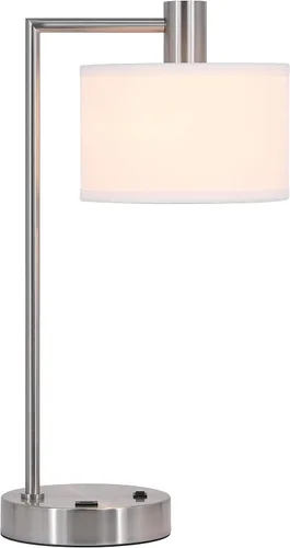 Vista 9 de XiNBEi Lighting XB-TL1230-DB - Lámpara de mesa con pantalla de tela, moderna lámpara de hierro con acabado de bronce oscuro para dormitorio, sala