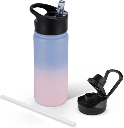 Vista 91 de Botella de agua aislada de 64 onzas con tapas de pajita y boquilla, jarra de agua de acero inoxidable de medio galón con mango de paracord, vacío