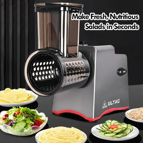 Vista 3 de Rallador eléctrico de queso, rallador eléctrico de 250 W para bloque de queso con 7 cuchillas diferentes, triturador eléctrico de queso, máquina