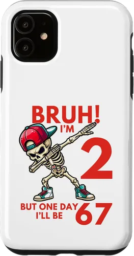 Vista 8 de Bruh I'm 2 But One-Day I'll Be 67 Retro 2nd Birthday Kids Case for iPhone XR