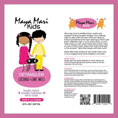 Vista 7 de MAYA MARI Spray desenredante de cabello para bebés, niños pequeños, niños y niñas, aceites de argán y coco, sin desgarros, coco y lima, 8 onzas
