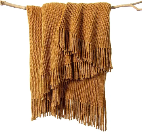 Vista 11 de lifein Manta de felpilla de 50 x 60 pulgadas, suave manta de punto bohemio para sofá, acogedora decoración de casa de campo, manta ligera para todas