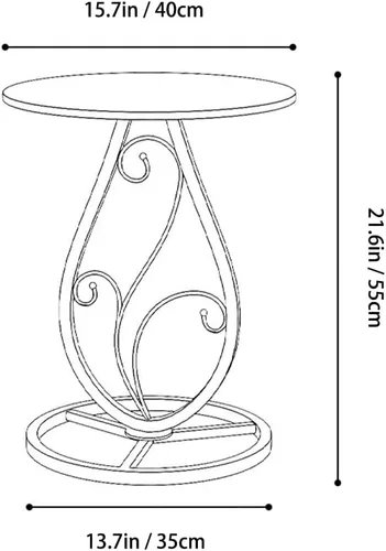 Vista 2 de Mesa auxiliar redonda bohemia para sala de estar, mesas auxiliares de escritorio de mármol natural con base floral de metal minimalista bohemio