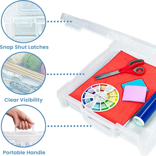 Vista 8 de ArtBin 6913ZZ Organizador portátil de arte y manualidades de 12 x 12 pulgadas con asa, paquete de 3, [3] cajas de almacenamiento de plástico