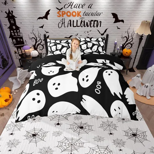 Vista 31 de Juego de ropa de cama de animales de gato misterioso, bohemio, exótico, tribal, abstracto, arte abstracto, juego de funda de edredón para decoración