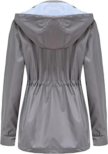 Vista 3 de Chaqueta impermeable para mujer, cálida y plegable, con capucha, forro polar, resistente al viento, para campamento, senderismo