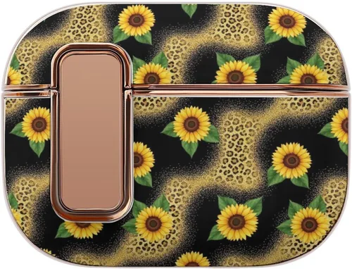 Vista 10 de Funda para auriculares compatible con Airpods Pro 2, estampado de leopardo de guepardo, plástico, con bloqueo, protección a prueba de golpes