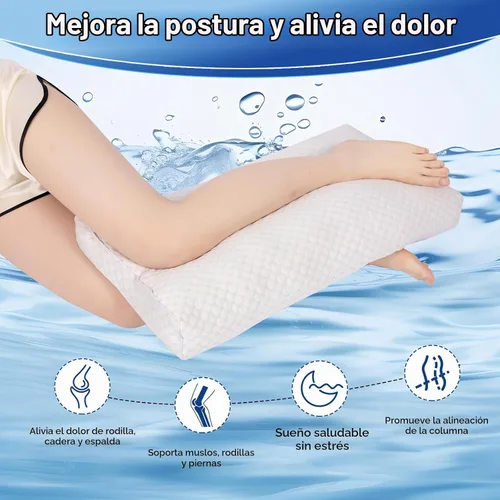 Vista 2 de Almohada de rodilla refrescante para dormir de lado, almohada de pierna de 3 pulgadas para dormir de lado, almohada de tela 100% refrescante