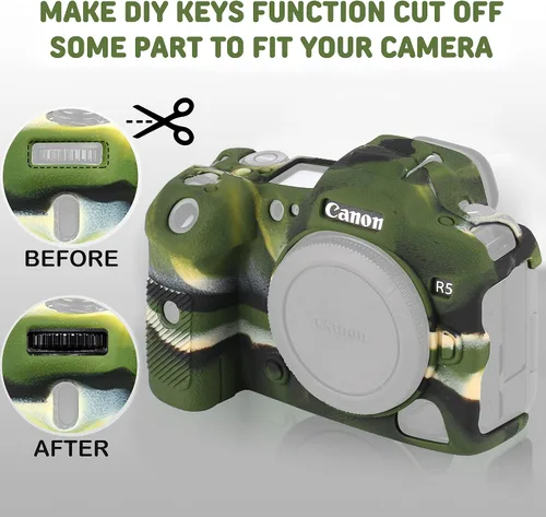 Vista 6 de Funda para cámara Canon R5 - Funda protectora de silicona para cámara réflex digital, jaula desmontable, a prueba de golpes, a prueba de polvo