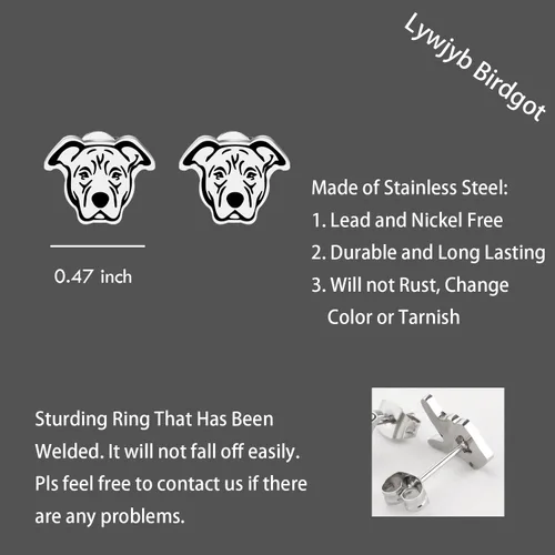 Vista 2 de Lywjyb Birdgot Aretes de perro American Pitbull Pitbull Pitbull, regalo para mujeres y novias