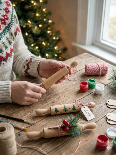 Vista 3 de Mini rodillos de 8 pulgadas para niños (paquete de 6) sin astillas, madera dura antiadherente para hornear, manualidades sensoriales, Play-Doh