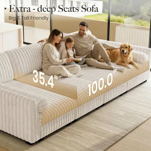 Vista 7 de Belffin Sofá cama seccional de pana de felpa con asiento ancho y profundo, modulares de nube seccionales para sala de estar. Sofá negro