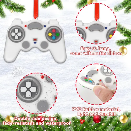 Vista 3 de 2025 Adornos de Navidad de videojuegos Adornos personalizados de controlador de videojuegos para amantes de los juegos, adorno de árbol de Navidad
