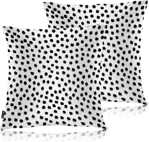 Vista 33 de Swono Juego de 2 fundas de almohada decorativas para el hogar de 18 x 18 pulgadas, diseño abstracto de color negro y amarillo, para sala de estar