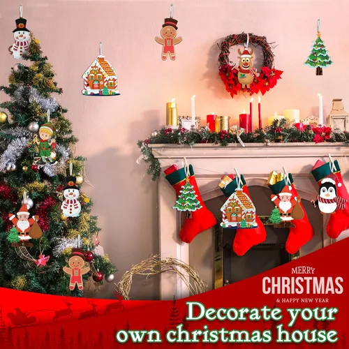 Vista 6 de LINAYE Adornos de Navidad para niños y bebés, 24 piezas. Kit de manualidades para hacer tu propio adorno de Navidad. Ideal para bolsas de regalo
