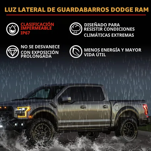 Vista 7 de POPMOTORZ Conjunto de Luces Marcadoras Laterales LED para Guardabarros, 2 Piezas de Luces Ámbar Delanteras para Ensanchadores de Guardabarros y 2