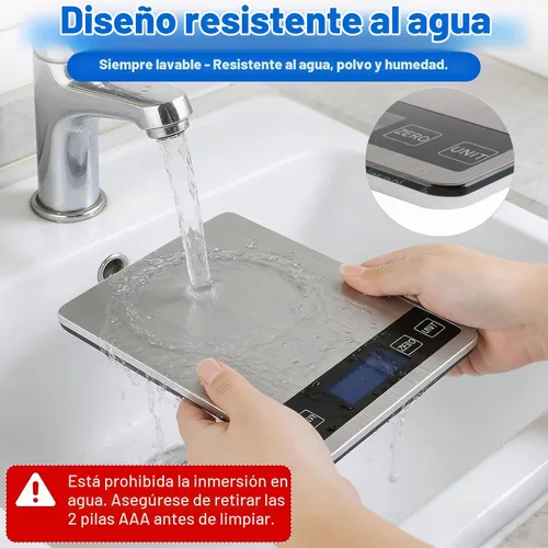 Vista 3 de Báscula de alimentos, báscula digital de cocina de 22 libras con precisión de 1 g/0.1 oz, 5 unidades (g/kg/lb:g/ml/fl.oz), LCD retroiluminado, panel