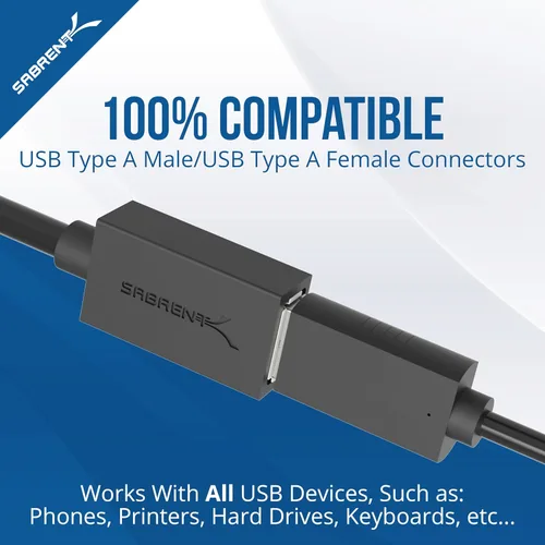 Vista 3 de Cable de extensión USB 3.0 SABRENT 22AWG macho A a hembra A [negro] 3 pies (CB-3030)