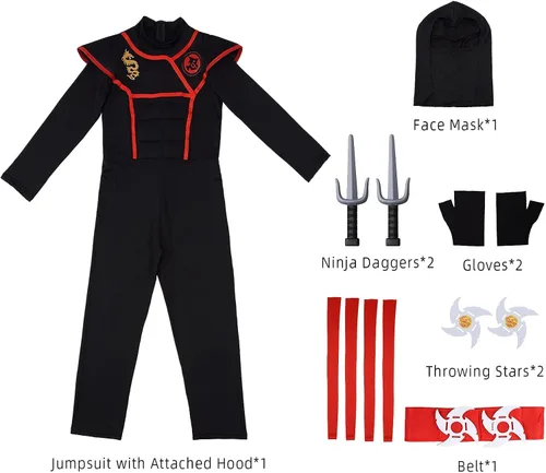 Vista 2 de Plusheddy Halloween children ninja dragon, endure logo cosplay costume M