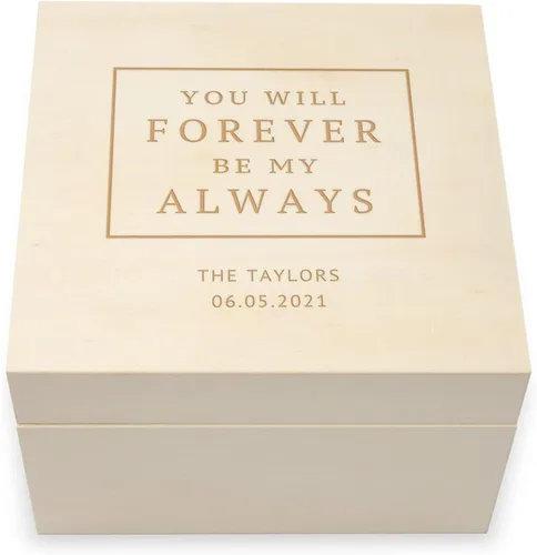 Vista 12 de WEDDINGSTAR Caja de regalo de recuerdo de madera grabada personalizada con tapa extraíble - fuente de bloque