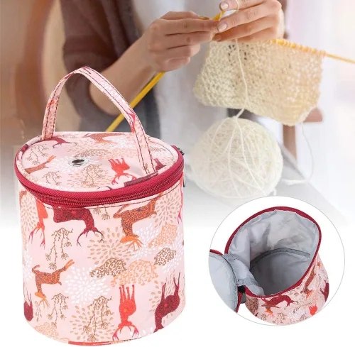 Vista 3 de QANYEGN Bolsa de almacenamiento de hilo, cuchillo portátil, bolsa de almacenamiento de micro ganchillo, para ganchillo, madejas de hilo, alicates