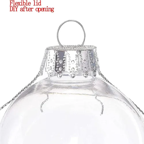 Vista 6 de 12 piezas de bolas de adorno rellenables de plástico transparente, bolas de Navidad de 60 mm para bricolaje, para Navidad, Halloween, cumpleaños