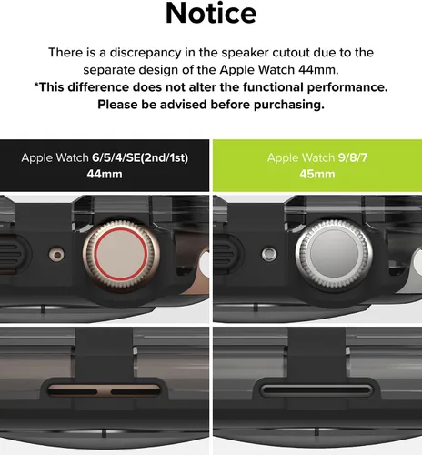 Vista 8 de Ringke Fusion Bumper para Apple Watch Series 9, 8, 7 (1.772 in), SE 3, 2, 1 (1.732 in), funda protectora de doble capa, color negro