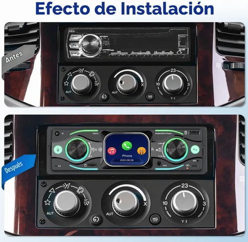 Vista 2 de Estéreo de coche DIN sencillo con pantalla táctil, audio Bluetooth, receptor de radio para coche, entrada dual MP3/USB/SD/AUX, carga rápida