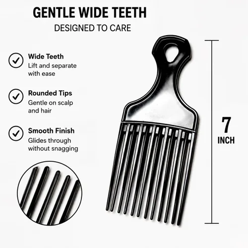 Vista 4 de Paquete de 3 peines para el cabello Afro Pick para hombres y mujeres, peine de elevación de 7 pulgadas para cabello rizado, rizado y texturizado