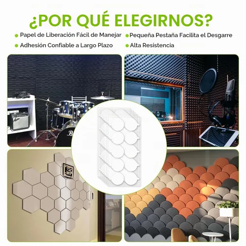 Vista 6 de WINDIR 150 cintas adhesivas de doble cara para paneles de espuma acústica a prueba de sonido, extraíbles sin residuos, almohadillas transparentes