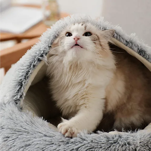 Vista 2 de YUDANSI Cama para Gatos con Capucha para Gatos de Interior, Cama para Perros con Capucha Grande Cubierta para Perros Pequeños Gatos Cachorros