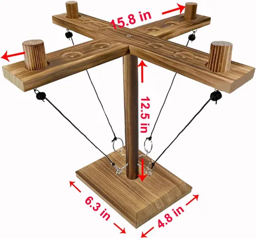 Vista 2 de Hook Toss Game, Ring Toss Game, Handmade Wooden Ladder, Throwing Hook and Ring Battle Game for Family