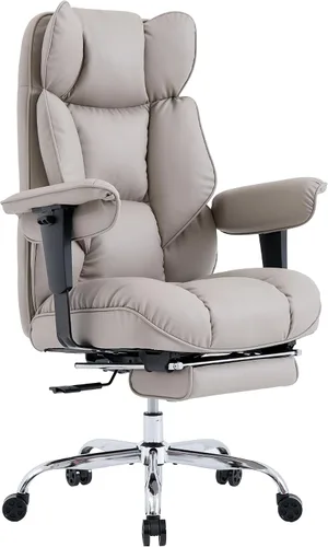 Vista 7 de Efomao Silla de Oficina Grande y Alta 400lbs - Sillas de Oficina Ejecutivas con Reposapiés, Silla de Computadora de Cuero PU Resistente