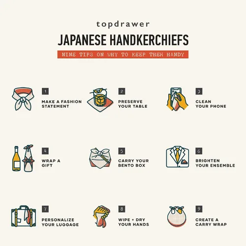 Vista 9 de Topdrawer - Pañuelo japonés, bolsillo cuadrado, 100% algodón, fabricado en Japón