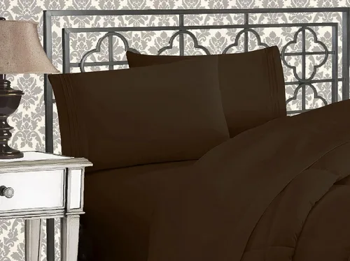 Vista 13 de Elegance Linen Sábanas de calidad egipcia sólidas de 4 piezas de la serie 1800 con bolsillos profundos de hasta 16 pulgadas, tamaño individual