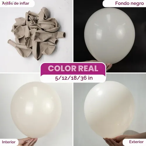 Vista 2 de Bezente Globos de látex de arena blanca para fiestas, paquete de 100