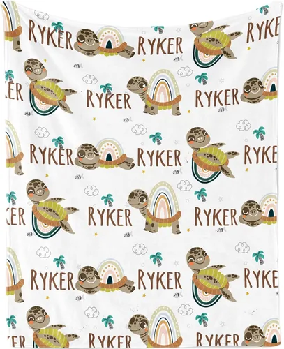 Vista 16 de KAINSY Manta personalizada de animales para niños y niñas, safari en la selva, manta con nombre personalizado para cama de cuarto de bebé
