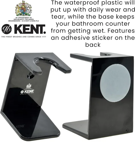 Vista 3 de KENT VSB1 - Soporte pequeño de plástico negro para cepillo de afeitar autoadhesivo, para colgar y secar, parte esencial de cualquier kit de afeitado